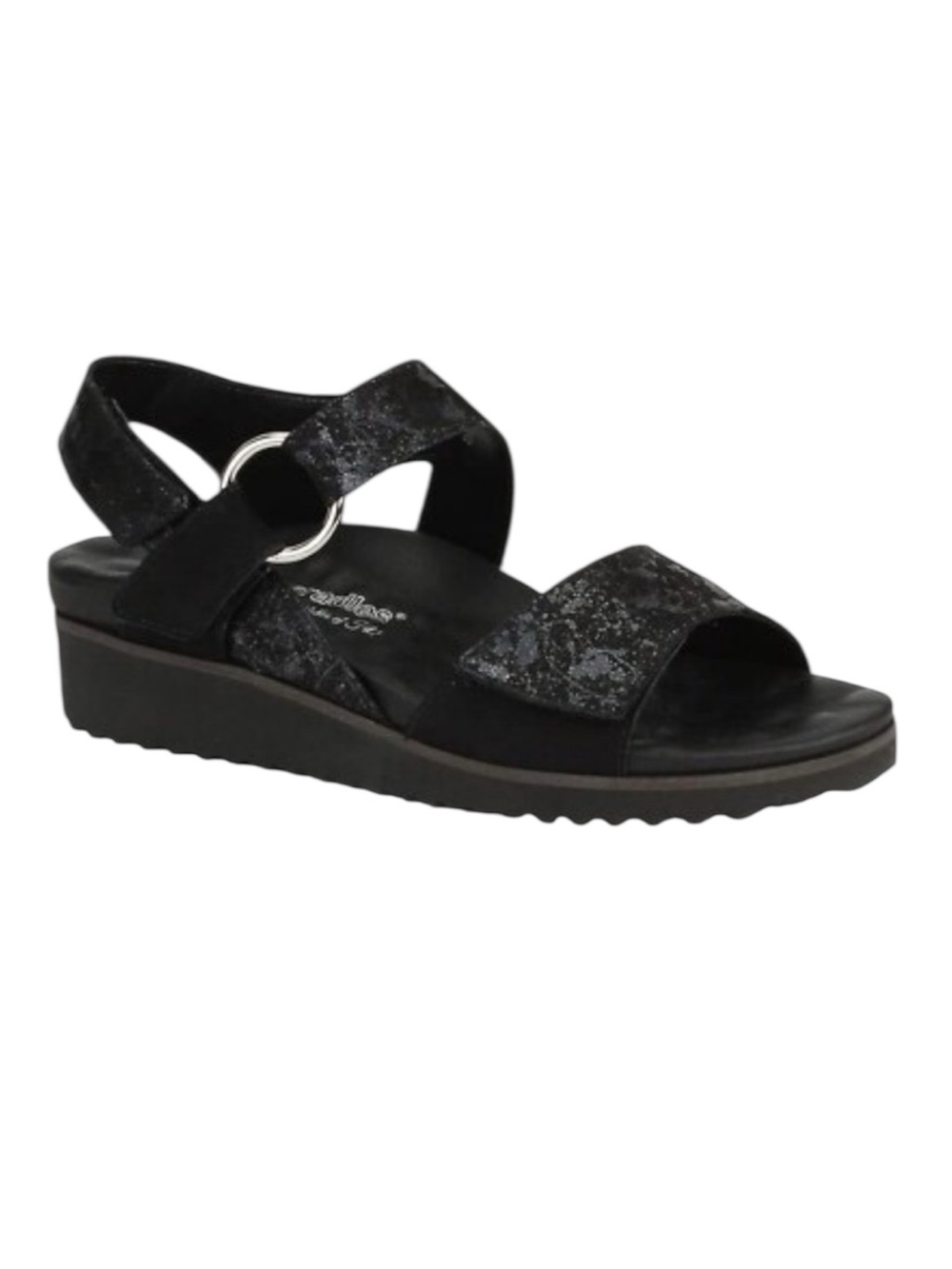 Walking Cradles Comfort Sandals Black Leather Casual Adjustable Open Toe Wedge